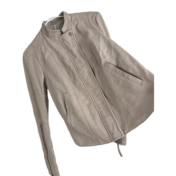 Free People Womens Size 6 Small Faux Leather Moto Jacket Blush Zip Detail 6827 - Picture 15 of 16